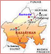 Mapa de Rajasthn, localizacin de Samode en Rajasthn