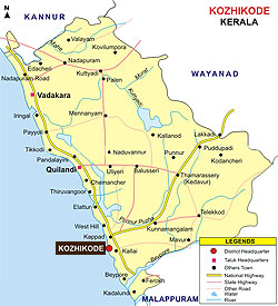 Kozhikode Map, Map of Kozhikode