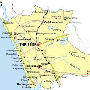 Thrissur Map, Map of Thrissur
