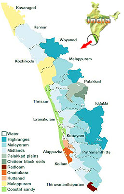 Kerala Map, Map of Kerala