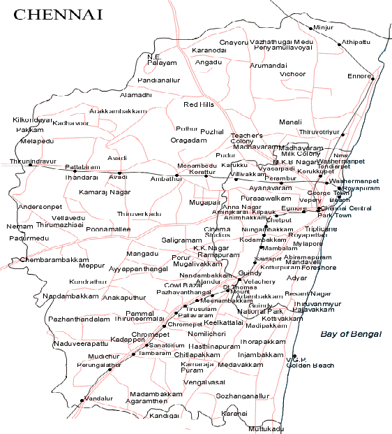 Chennai Map, Map of Chennai