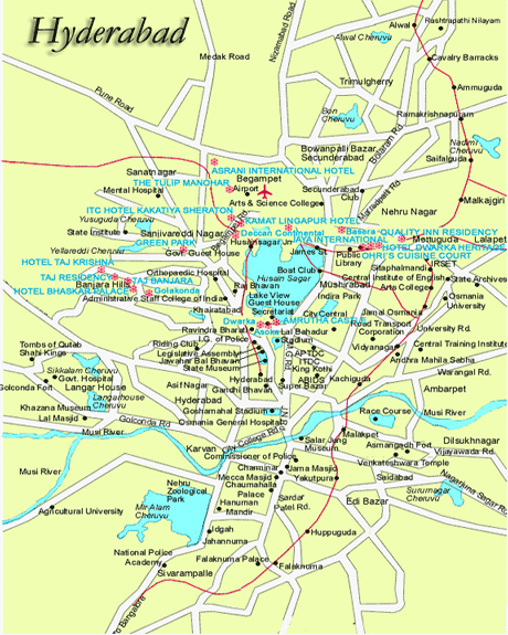 Hyderabad Map, Map of Hyderabad