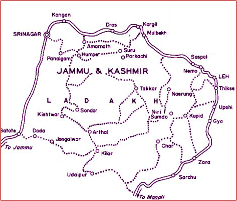 Ladakh Map, Tourist Map of Ladakh