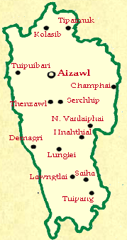 Mizoram Map, Map of Mizoram