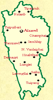 mizoram tourist places map