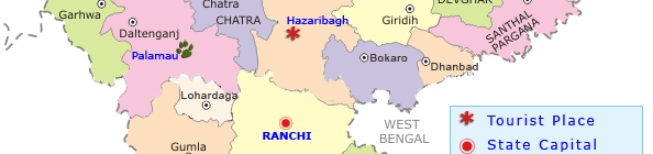 Jharkhand Map, Jharkhand Tourist Map