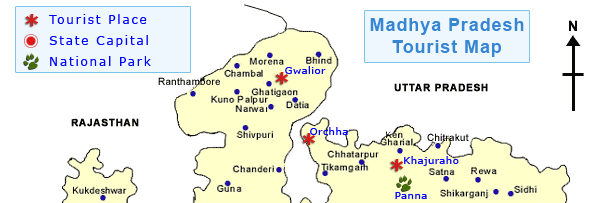 madhya pradesh tourist places map
