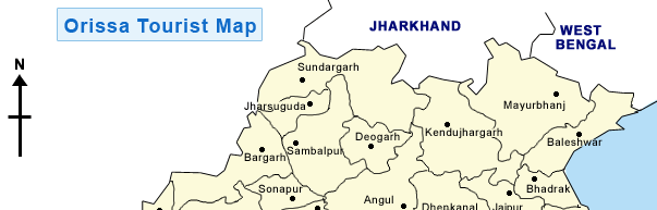 Orissa Map, Orissa Tourist Map