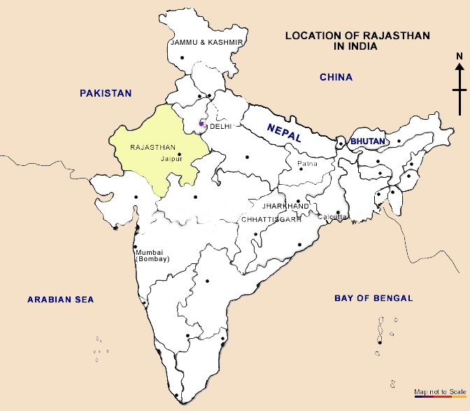 Rajasthan Location Map, Location of Rajasthan in India