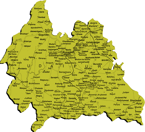 Map of Udaipur, Rajasthan