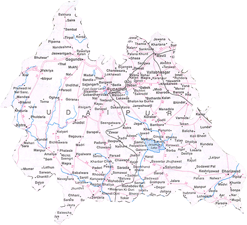 Map of Udaipur, Rajasthan