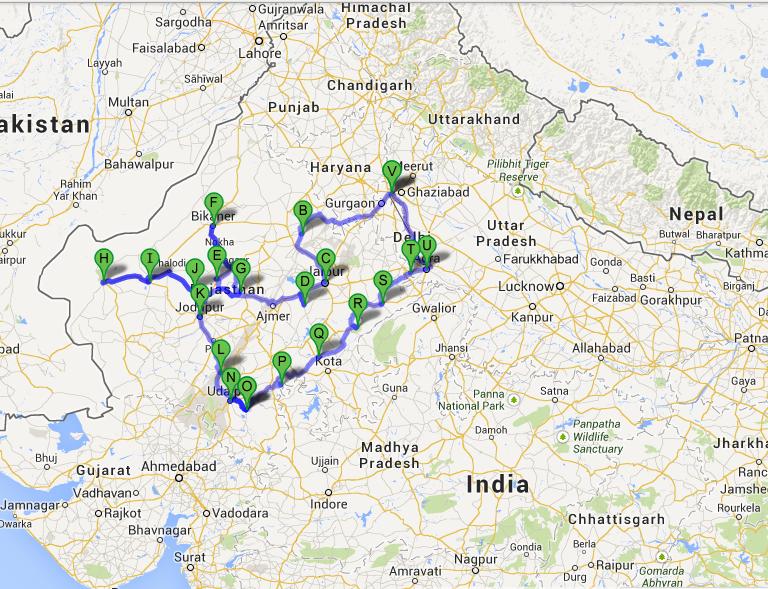 rajasthan tour guide map