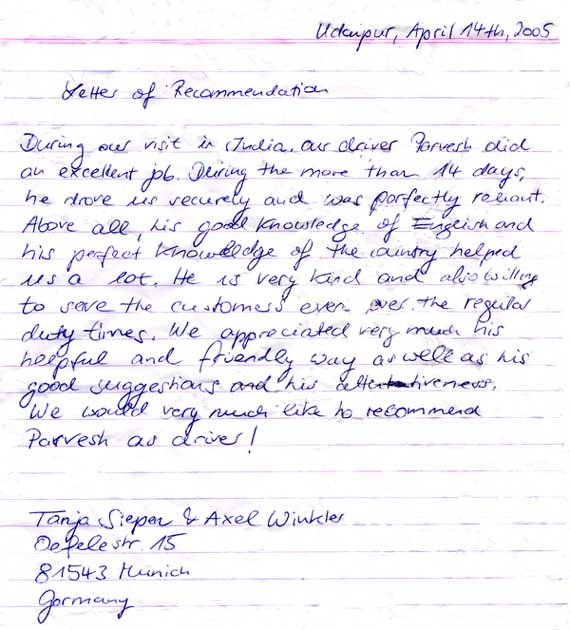Recommendation from Tanja Siepen and Axel Winkler, Germany