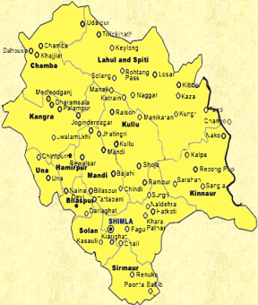 Himachal Map, Map of Himachal Pradesh