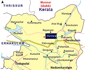 Munnar Map, Map of Munnar