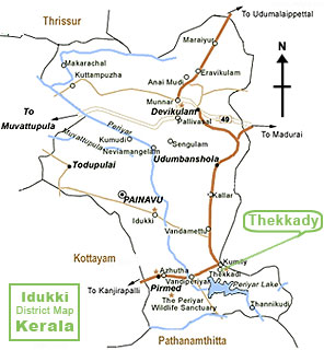 Thekkady Map, Map of Thekkady