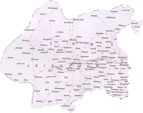 Map of Jaisalmer, Rajasthan